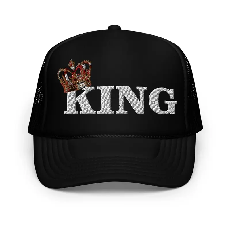 KING embroidery trucker hat.